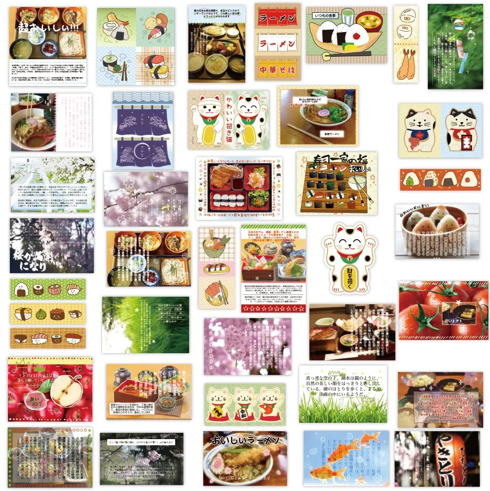 40Pcs Japanese Retro Early Showa Style Food Stickers Kawaii Scrapbook Journal DIY Material Deco Cute Phone Case Luggage Decals