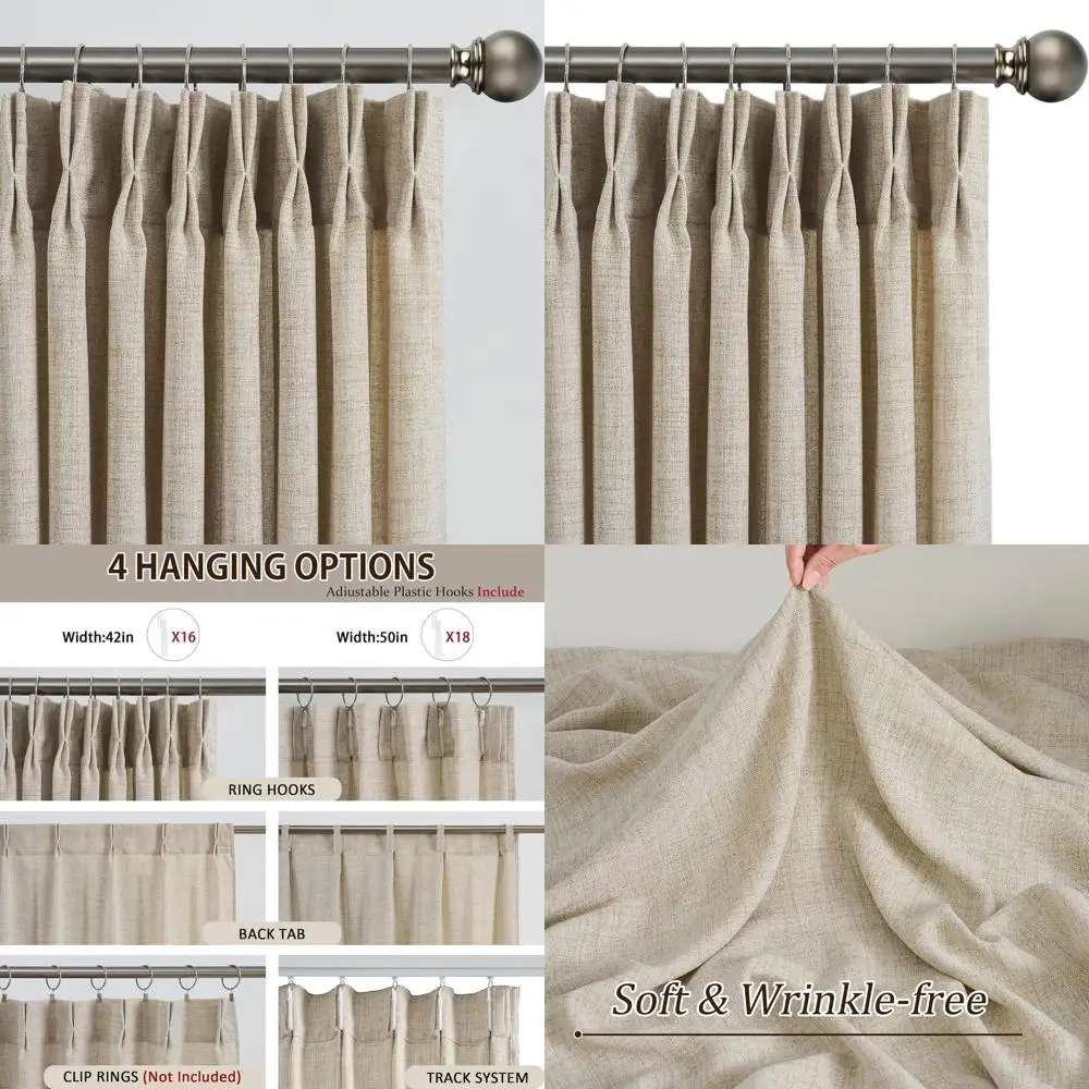 

Плиссированные полупрозрачные шторы на заказ, длина 130 см, текстурированные в стиле фермерского дома, ширина каждой панели 42 дюйма, с крючками для плиссировки.