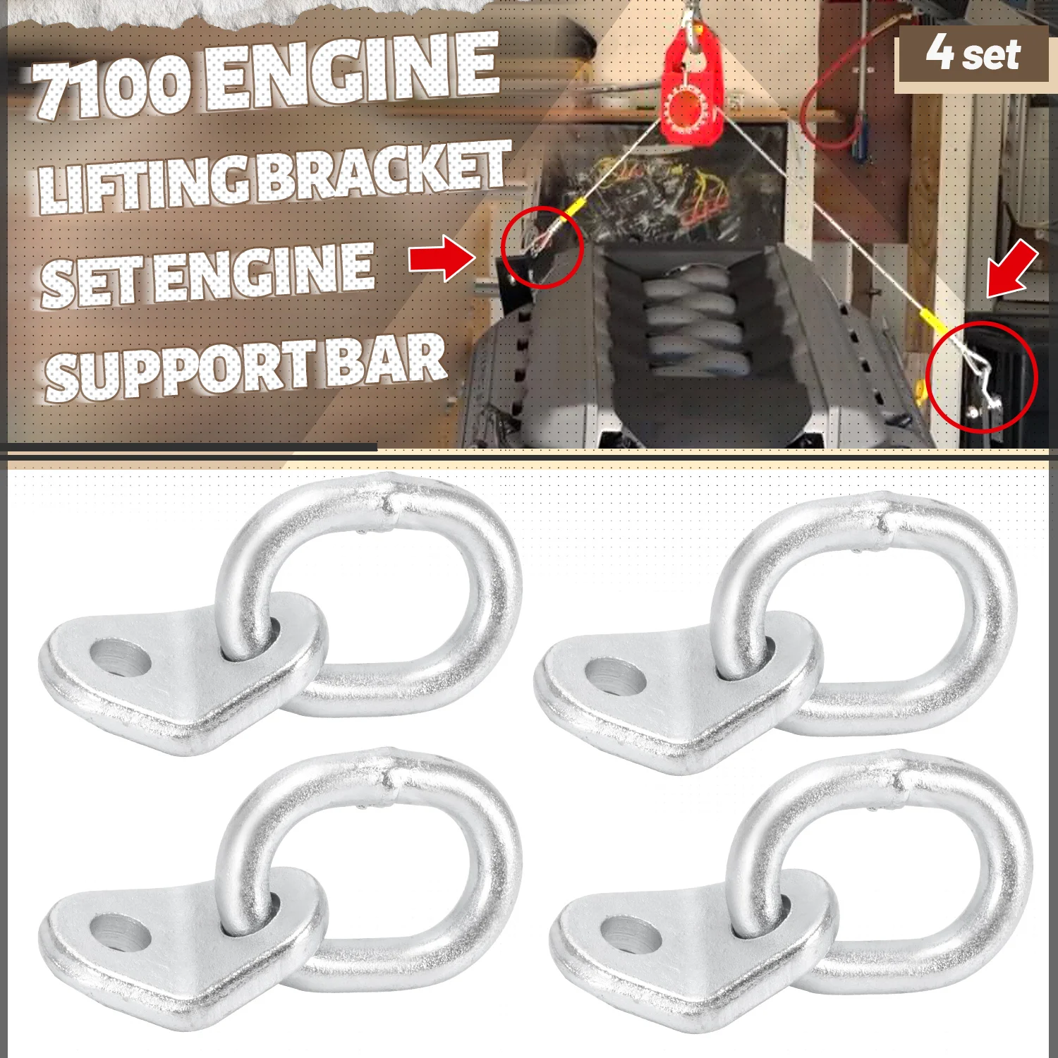 7100 Engine Lifting Brackets Set,5,500 lb Capacity Lifting Bracket Kit for Use with Load Levelers and Lifting Slings