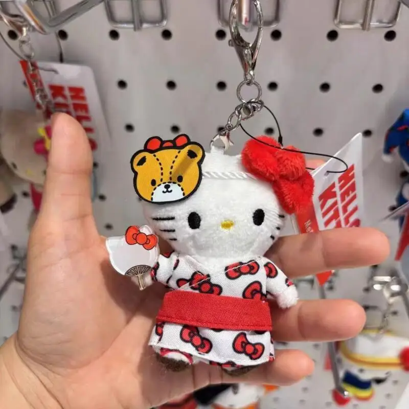 Sanrio Hello Kitty Little Bear Hair Clip Hold Fan Bow Bath Towel Plush Doll Pendant Backpack Keychain Decoration Pendant Gift