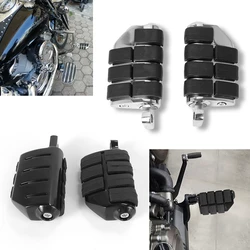 Motorcycle Male Mount Footpegs Footrests Metal Rubber Black/ Chrome For Harley Softail Sportster Dyna Glide Fat Boy Road King