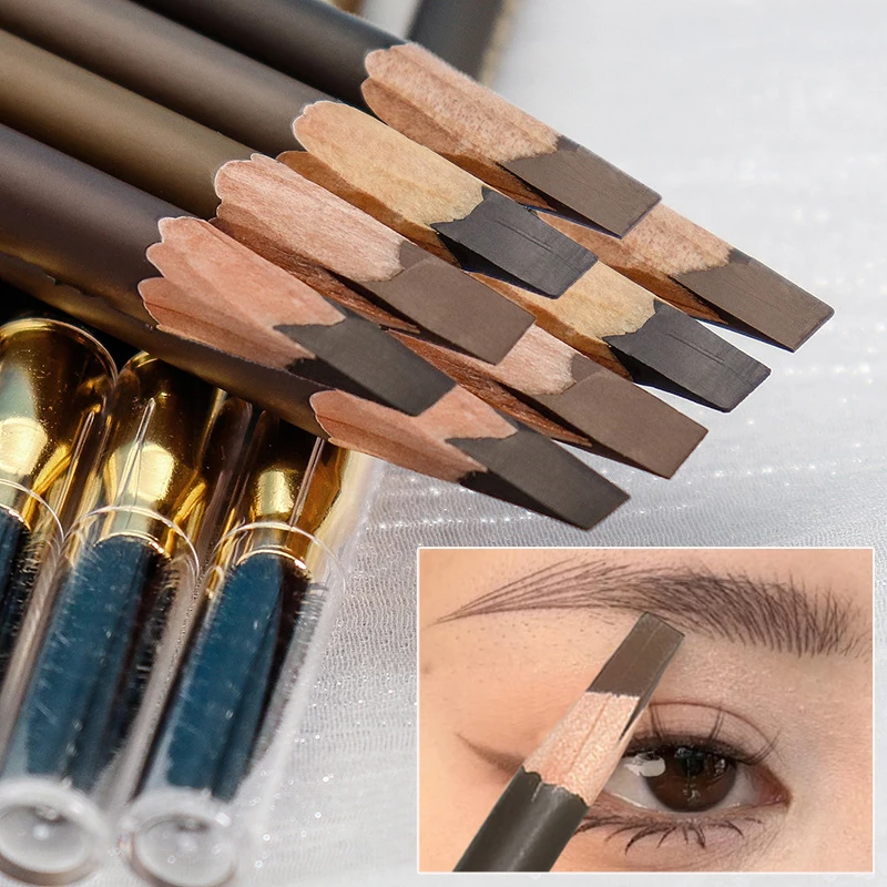 Black Brown Double Head Eyebrow Pen with Brush Natural Lasting No Blooming Professional Outlining Wild Brow Eyebrow Pen Cosmetic