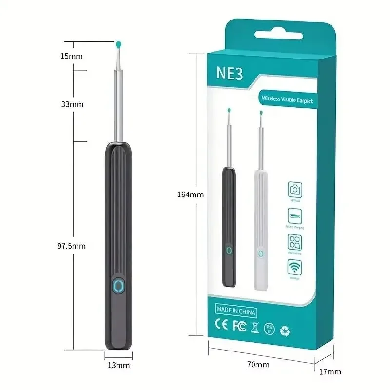 

Earwax removal kit, with camera high definition display Wifi connection IPx5 waterproof otoscope with lamp