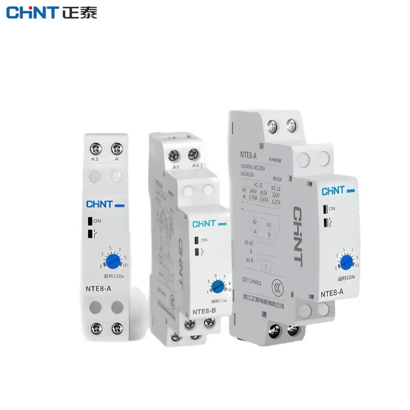 

CHINT NTE8 NTE8-A NTE8-B Series Time Delay Relay Control Off Power On Delay5S 10S 120S 480S AC220V DC24V Din Rail Digital Timer