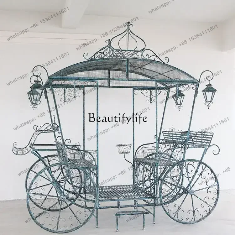 

American Retro Distressed Wrought Iron Extra Large Horse Chair Villa Garden Decoration Shooting Props