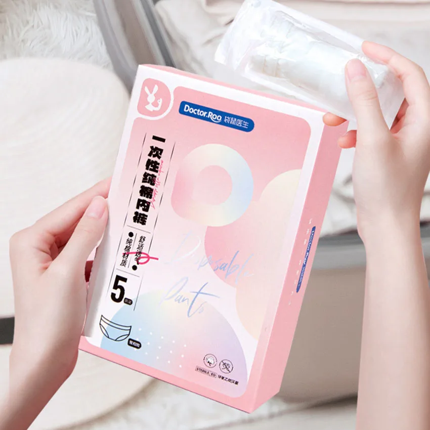 

5Pcs Disposable Underwear for Women During Business Trips No Washing Breathable Daily Disposable Pure Cotton Sterile Postpartum