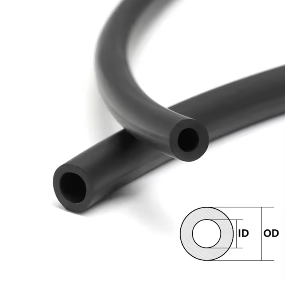 1 Meter FKM Rubber Hose ID 2 3 4 5 6 7 8 10 12mm Oil Resistant High Temperature Acid Alkali Corrosion Fluorine Rubber Hose