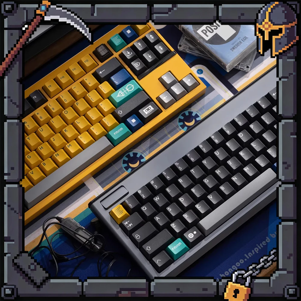 

PBTfans Tape Radio PC Keycaps Tape Customization Sports Keyboard Keycaps Two Color ABS Factory Height For PC Accessories Gifts