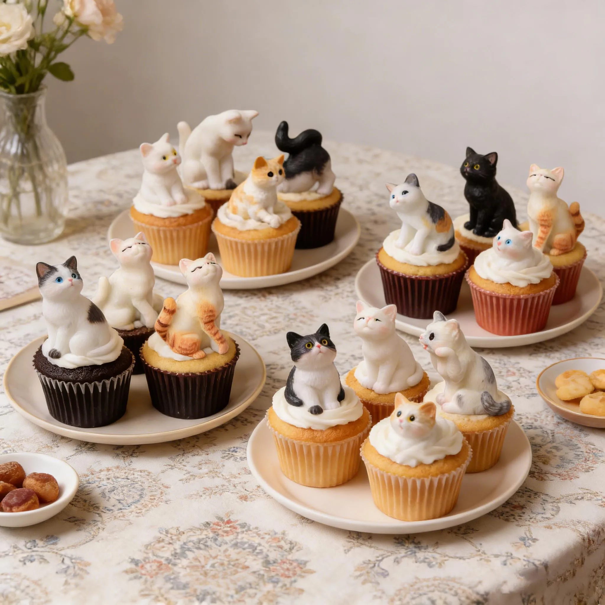 12 Stück Katzen-Kuchenornamente, niedliche Mini-Katzenfiguren aus Kunstharz, Kuchendekoration für Geburtstag, Katzen-Themenparty, DIY-Dekorationen – Detail 3