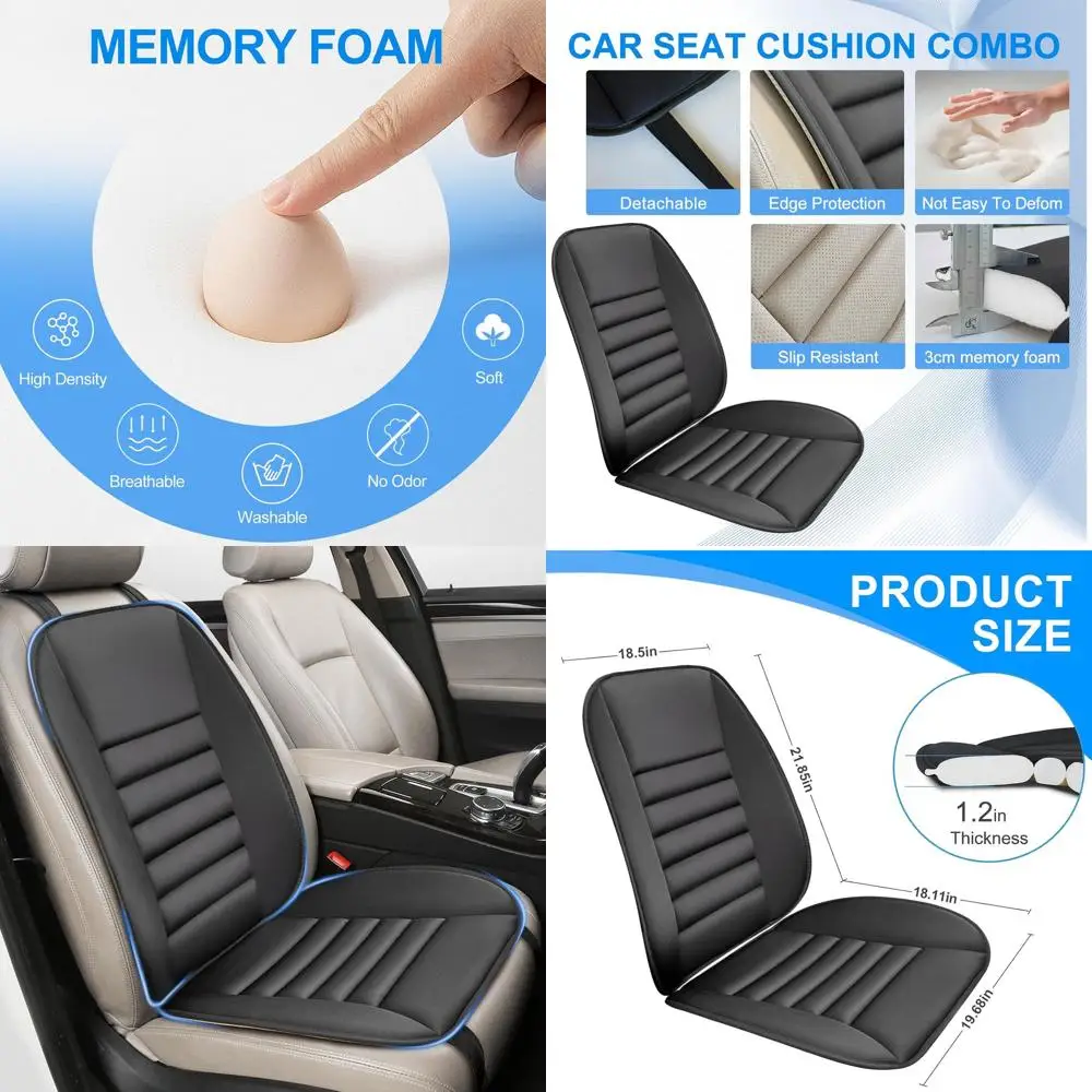 

Enhanced Comfort Memory Foam Car Seat Cushion with Lumbar Support, 1.2 Thick, Ideal for Drivers and Office Use