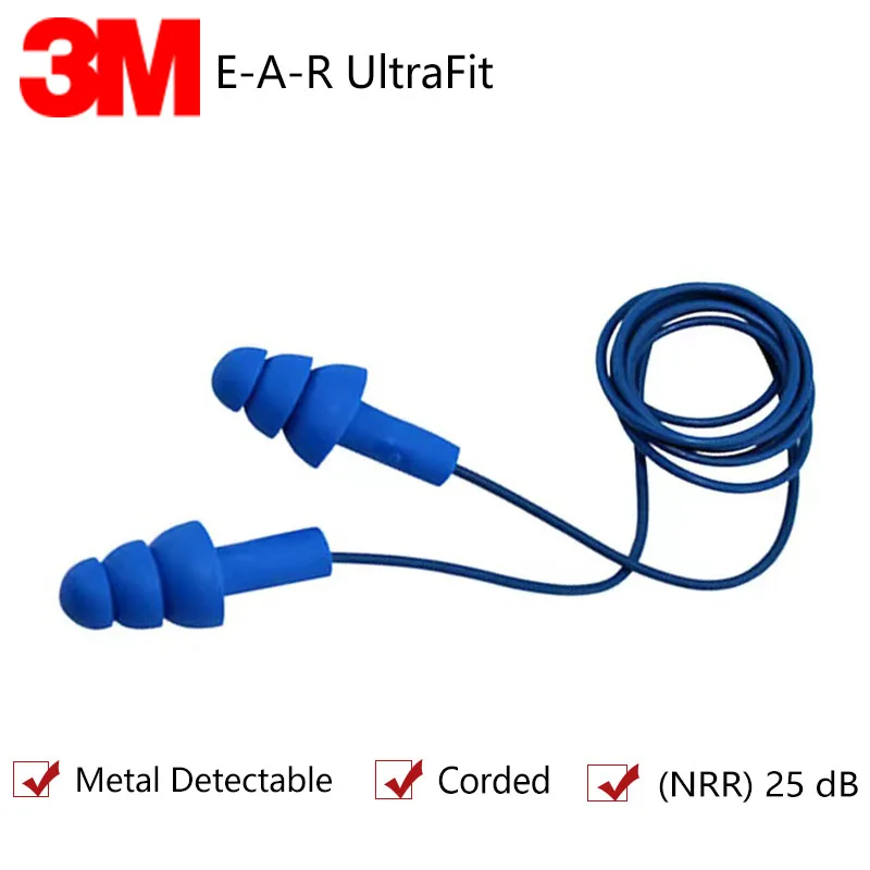 3M 340-4007 Earplugs Detectable Metals Soft Anti-noise Earplugs Swimming Racing with cord Noise Reduction Protective earmuff