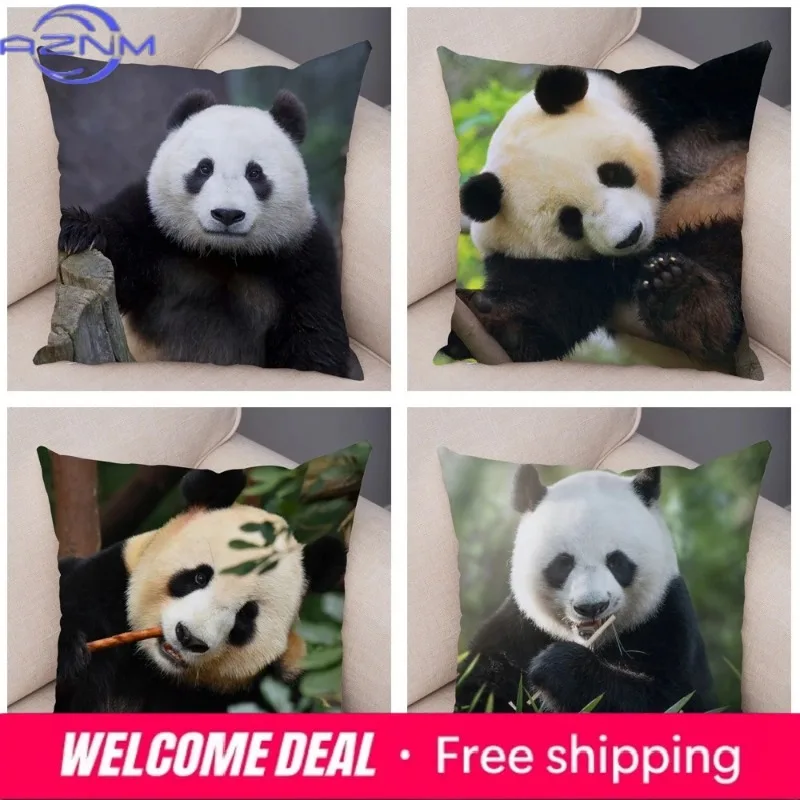 Cute Wild Panda Decorative Pillowcase Living Room Office Ornaments Home Pillowcase