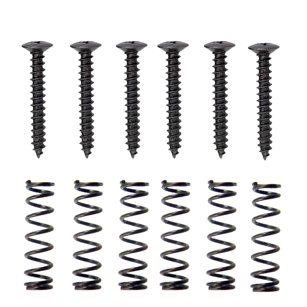 Pack of 6 Electric Guitar Single Coil Pickup Screws with Springs (Black) pickup screws guitar pickup screws and springs