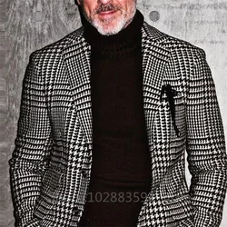 1 Pieces Men's Suits Jacket Fashion Houndstooth Notch Lapel One Coat Slim Fit Groom Tuxedos Only Blazer For Wedding Business