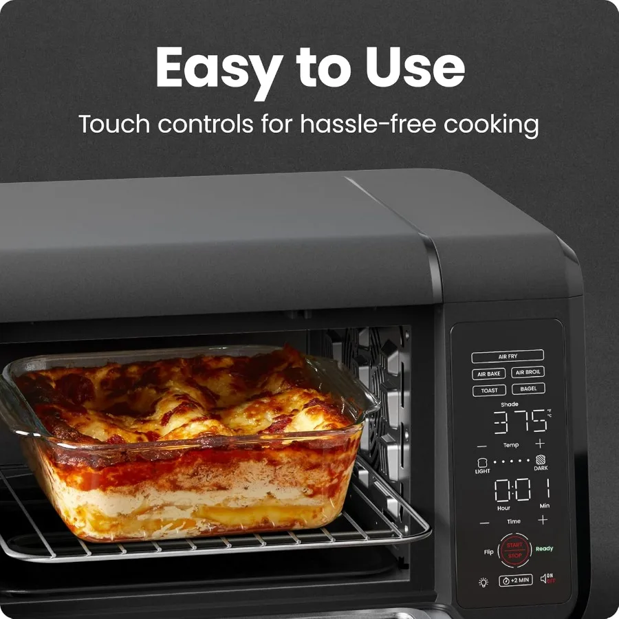 Fritadeira de ar torradeira forno combinado bancada para refeições rápidas e saudáveis assar torradas e bagel funções 450f temperatura máxima