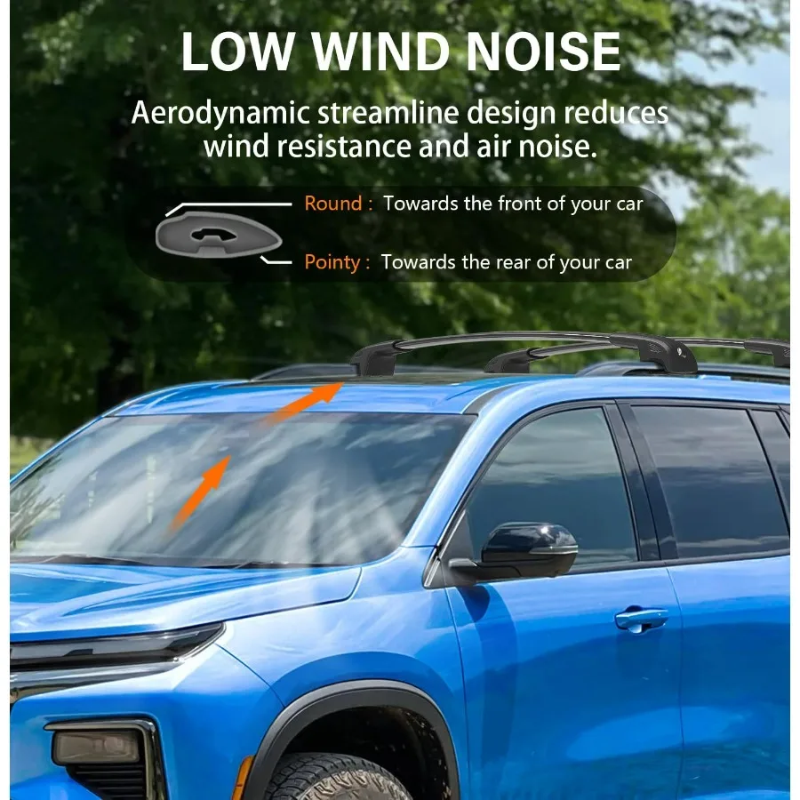 Bagażnik dachowy z blokadą, udźwig 150 kg, kompatybilny z Chevrolet Chevy Traverse 2022 2023 2024 2025 2026, aluminiowe relingi dachowe.