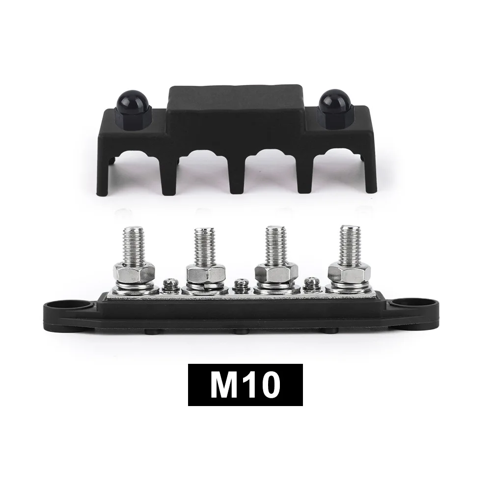 Stroomverdelingsblok 250A – 12V Met M10 4-polige Klemmen – Voor Auto, Boot En Batterijsystemen – Inclusief Deksel