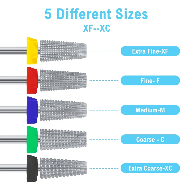 5 in 1 punte da trapano per unghie in metallo duro ombrello sinistra destra doppia modalità rotanti fresa manicure fai da te accessori per lucidatura strumenti