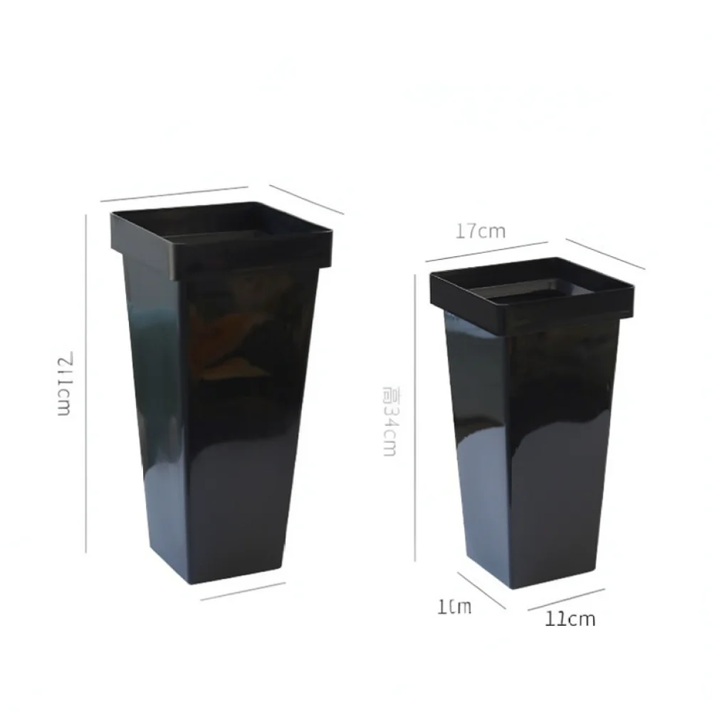 Tall Square Plastic Flower Bucket Black Vase For Florist Shop Store Display Household Plant Holder Decorative Basin