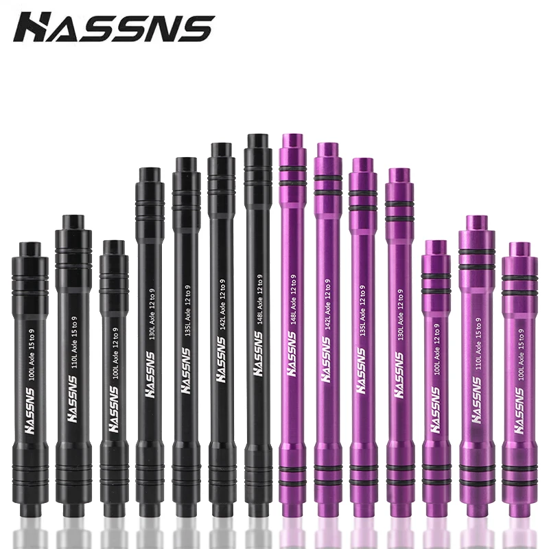 HASSNS MTB Thru Axle Adapter Mountain Bike Shaft Rear Hub Skewers 12 to 9mm 15 To 9MM Thru Axle Adapter Bicycle Wheel Axishub