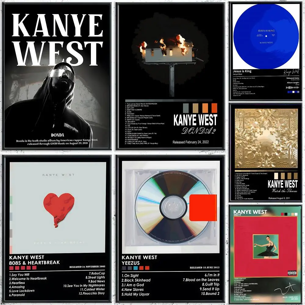 Singer K-kanye west Poster Reteo Wall Art Aesthetic Room Decor Print Living Room Bedroom Home Decoration