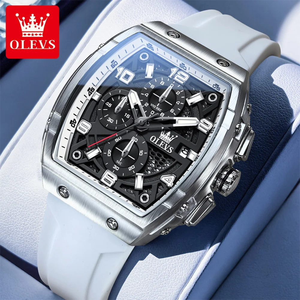 ساعات OLEVS الرياضية العصرية للرجال بحزام سيليكون مريح من أفضل العلامات التجارية الأصلية كوارتز ساعة يد للرجل كرونوغراف مقاوم للماء #2
