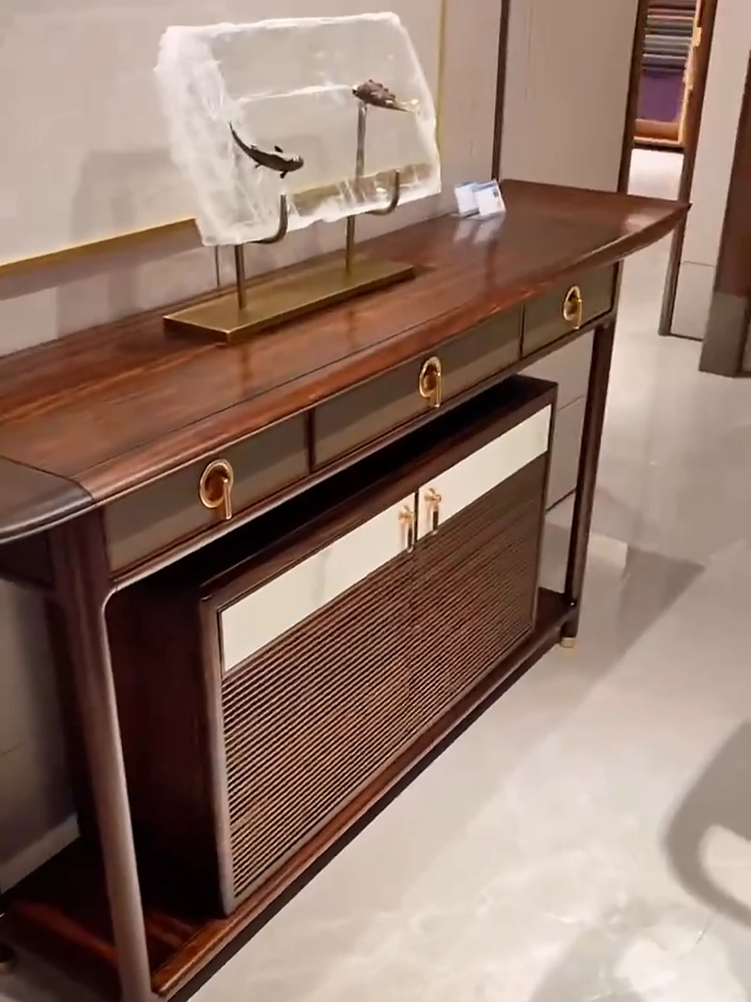 طاولة قهوة من خشب الأبنوس الصلب، درج جداري جديد على الطراز الصيني، بسيط وخفيف الوزن