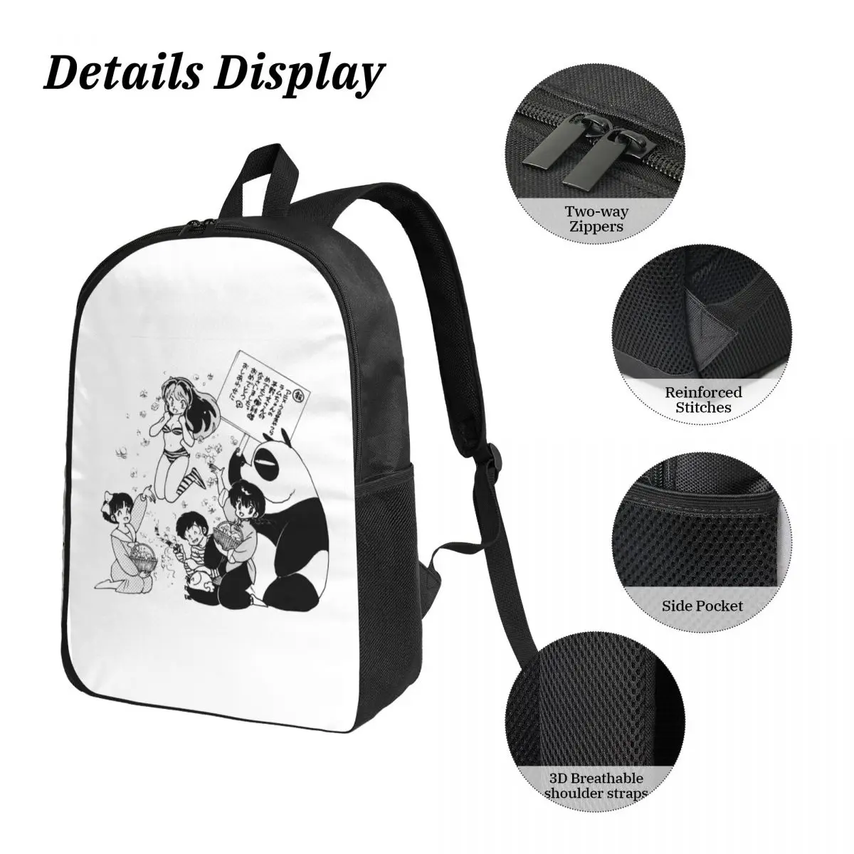 Plecak Ranma 12 Urusei Yatsura Uczniowski Chłopcy Dziewczęta Torba na Książki Torba Szkolna Torba na Laptopa Torby na Ramię 3 szt. Izolowana Torba na Lunch Piórnik