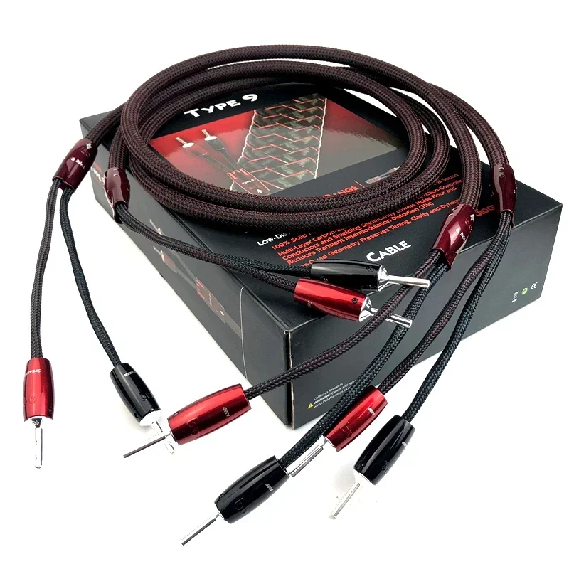 Type 9 Speaker Cable Solid PSC Four-core Spiral HiFi Audio Speaker Cables1000 Series Silver Banana Plug with Packaging Box image 2