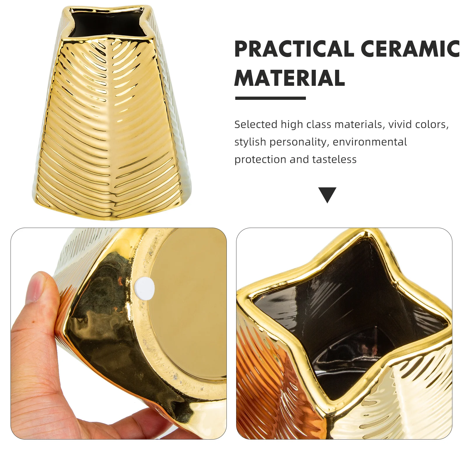 

Ceramic Flower Vase Golden Color Material Home Decoration Office Desktop Flower Arrangement Vase Planter