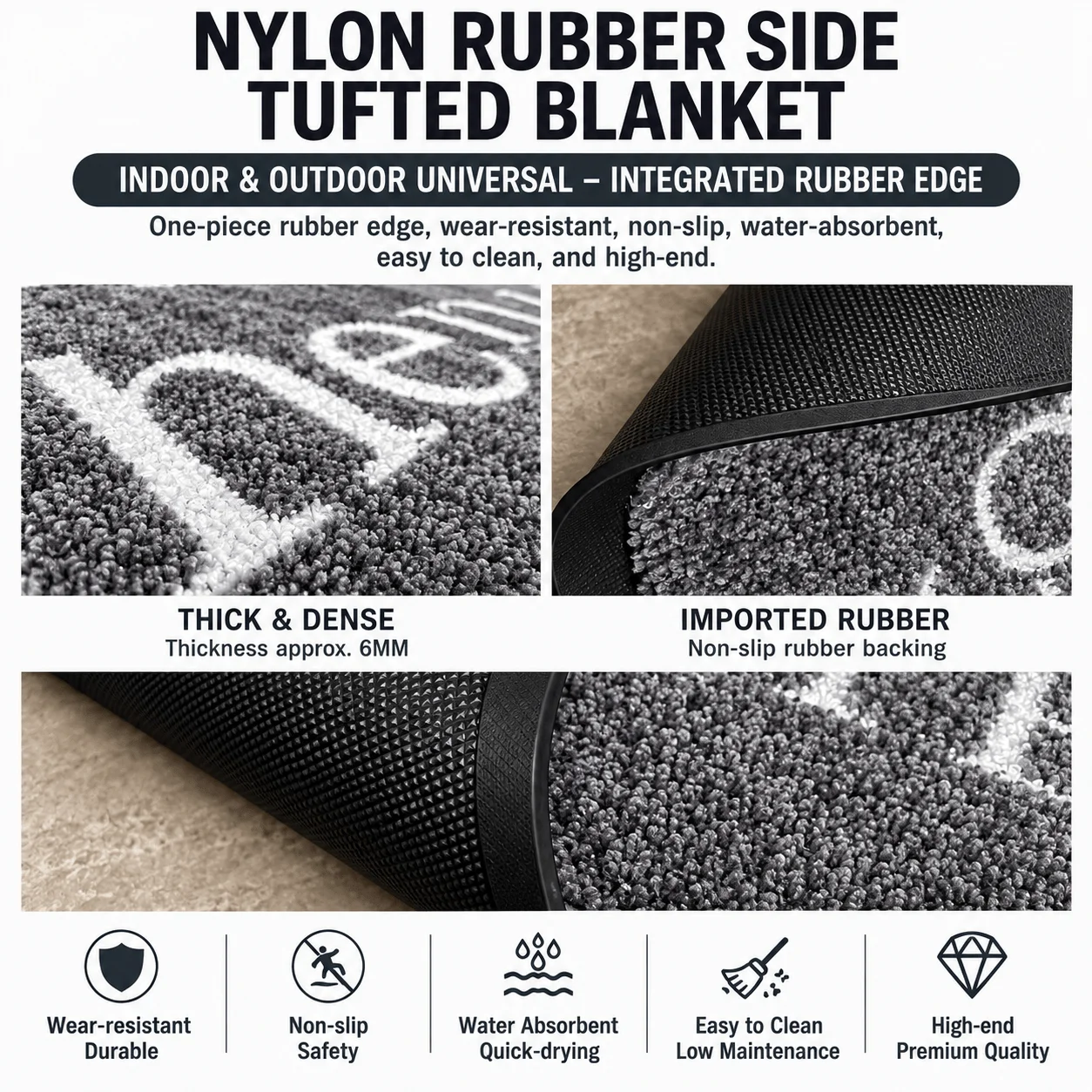 High Quality Custom Doormat Personalized Tufting Blanket Floor Rug Anti-Slip Absorb Water Carpet Business Shop Entrance Foot Mat