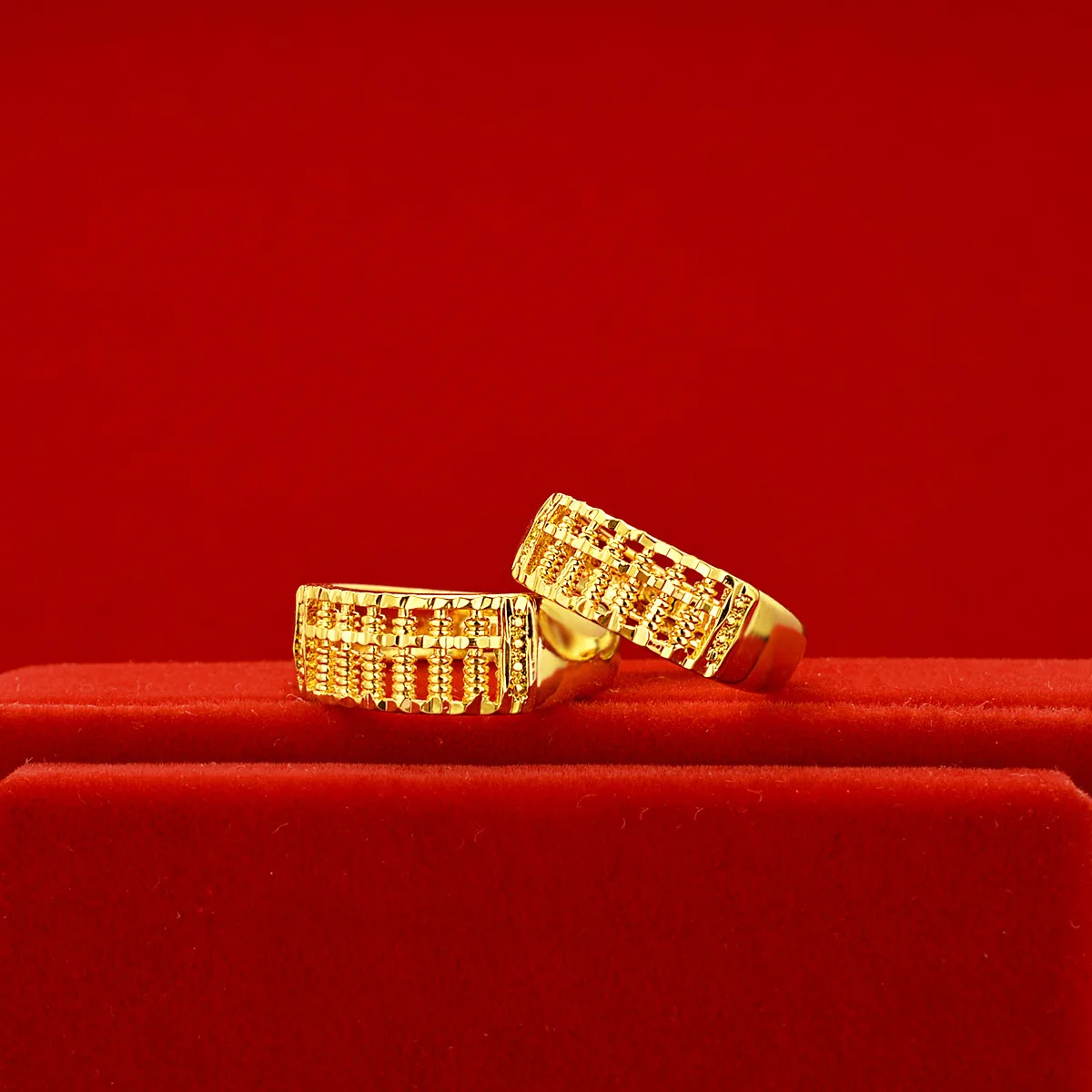 High quality AU999 gold ring couple ring open 24K pure gold Ruyi abacus ring real gold retro fashion jewelry birthday gift