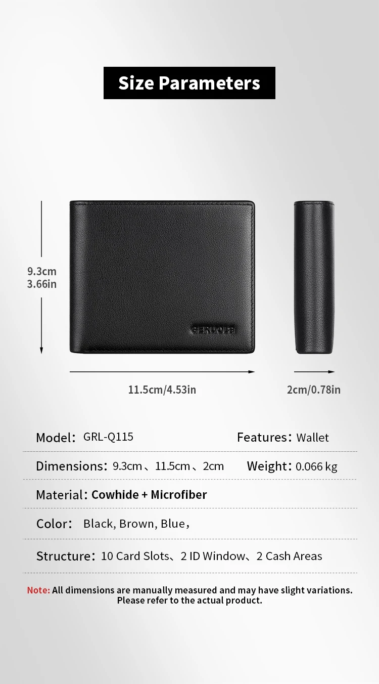Herren-Geldbörse mit RFID-Schutz aus Echtleder, Große Kapazität, Kartenhalter, Integrierte Ultraflache Brieftasche – Detail 10