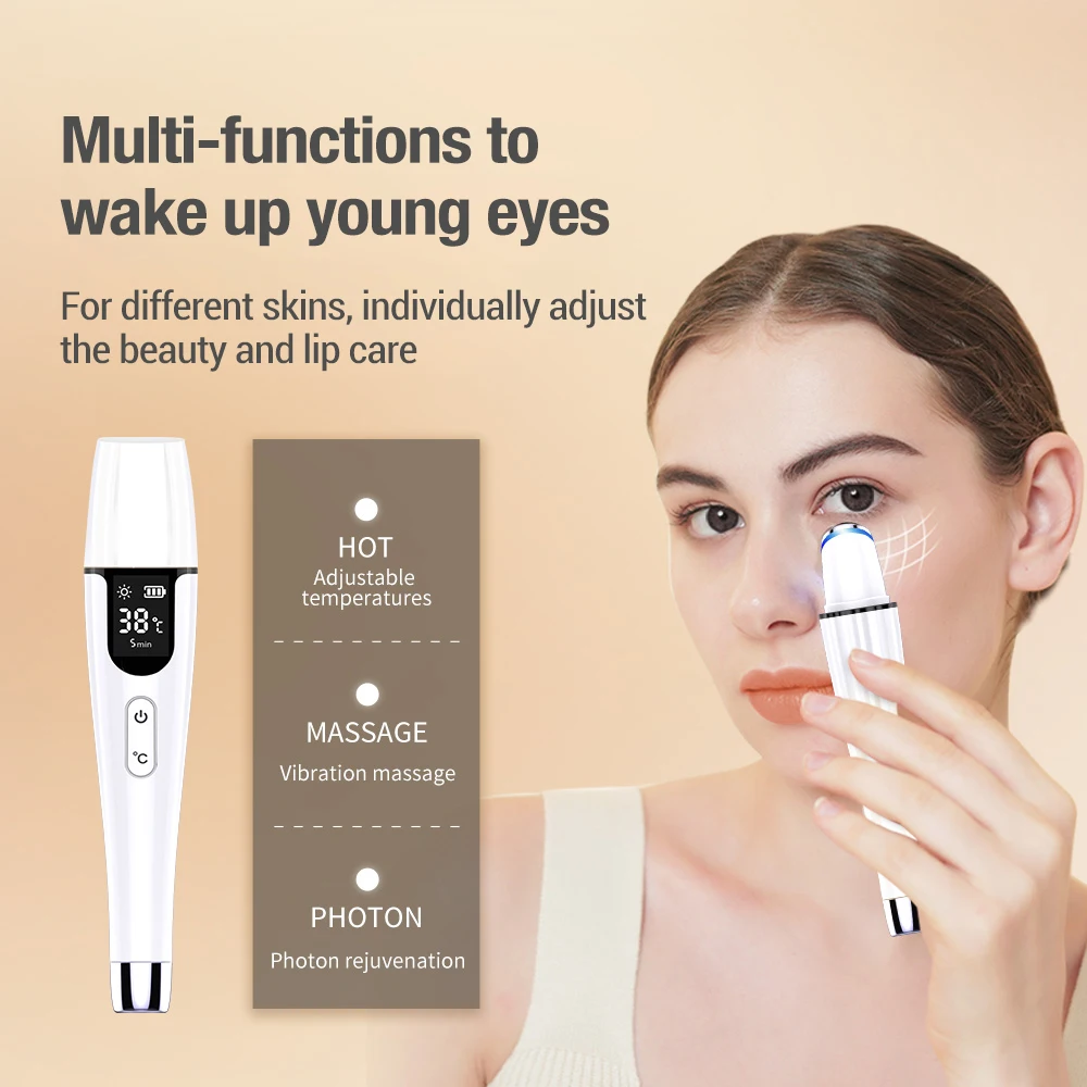 LCD Electric Eye Beauty Device Plasma Therapy Vibration Massage Heated Anti-aging Wrinkles Remove Dark Circles Rejuvenate Skin