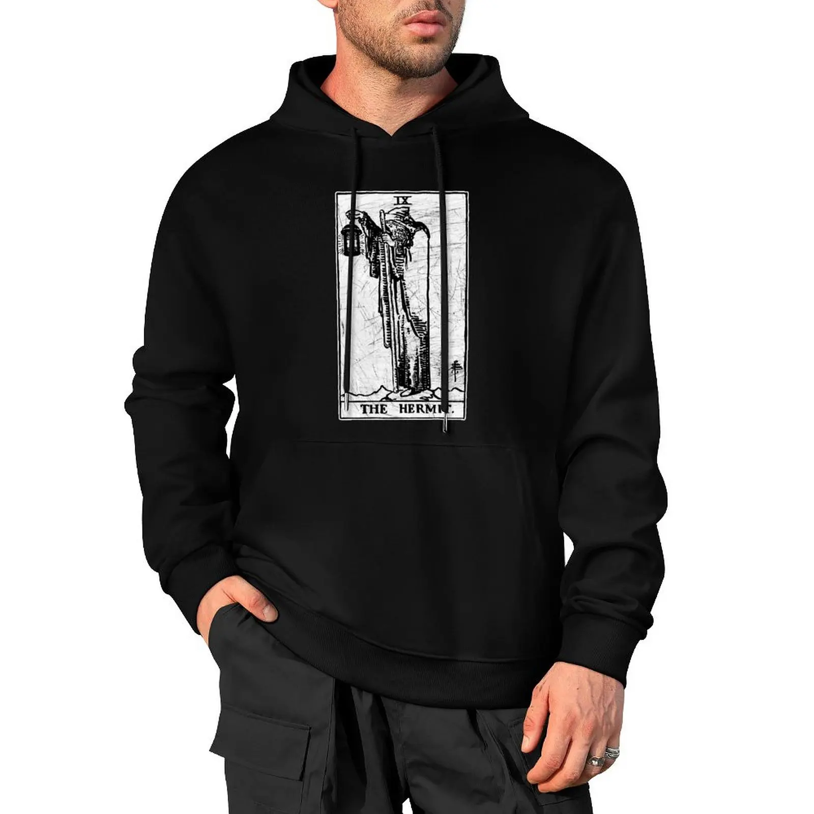 The Hermit Tarot Card - Major Arcana - fortune telling - occult Pullover Hoodie men wear autumn jacket men graphic hoodie