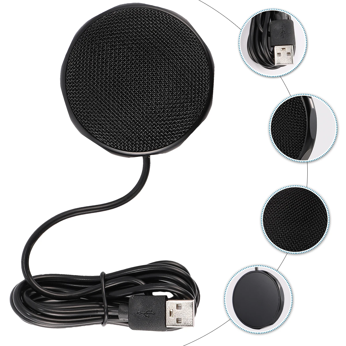 

360 Degree Pickup Microphone USB Conference Room Podcast Metal Plastic Studio Condenser PC Mic for Windows Omnidirectional