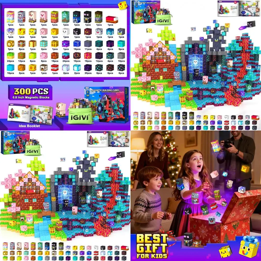 磁気ビルディングブロック - 300ピース マインマグネットワールドセット 子供向け（4～12歳）、STEM＆モンテッソーリ玩具、幼児への理想的な贈り物