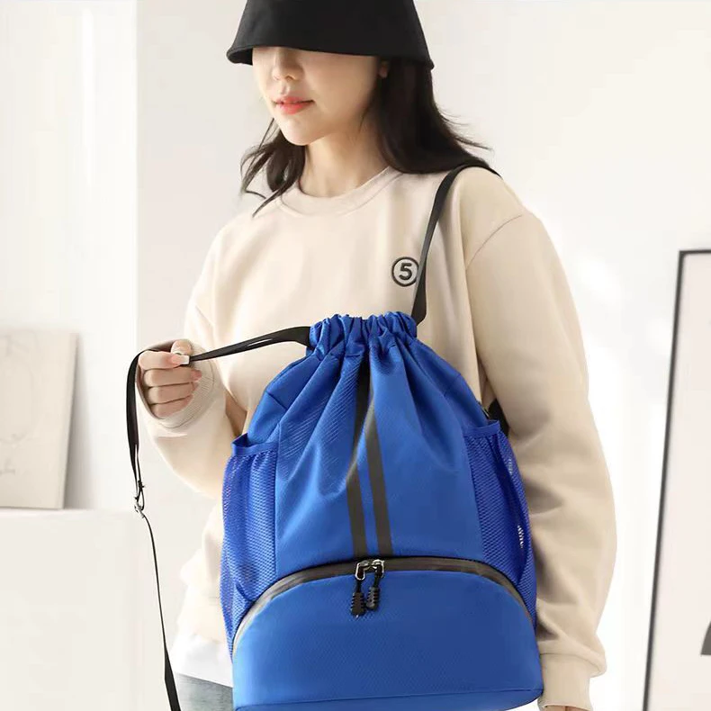 Sport Basketball Soccer Gym Bags for Men/Women,Drawstring Backpack with Ball and Shoe Compartment,Simple Design Shoulder Bags