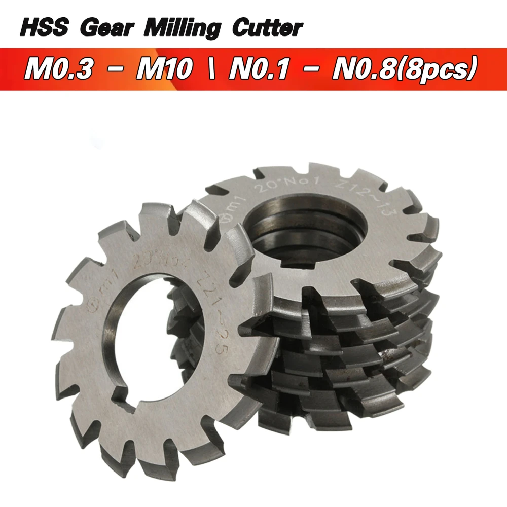 HSS Gear Milling Cutter M0.6 M1 M2 M3 M4 M5 M6 M8 Modulus Degrees Disc Spur Gear Milling Cutter Straight Tooth Disc Bevel Gear