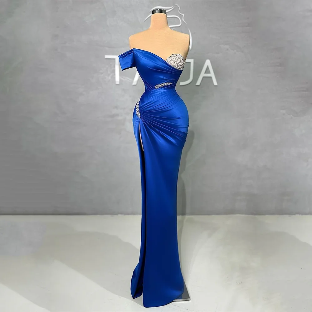 

Индивидуальное вечернее платье с вырезом «сердечко», синее, прямое, в пол, без рукавов, для торжественных мероприятий, с кристаллами, 2026