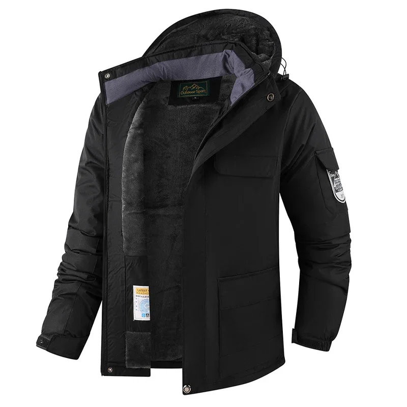

Пальто больших размеров, верхняя одежда для походов, большая и высокая уличная куртка, мужское пальто больших размеров с капюшоном на флисовой подкладке, водонепроницаемые зимние мужские парки, свободные