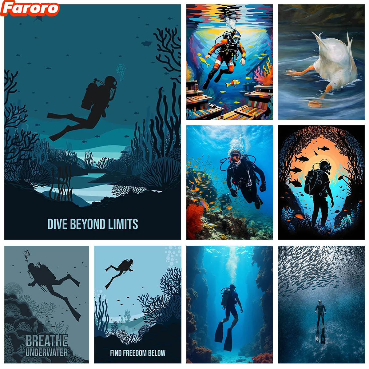 

5D Diamond Painting New Diving DIY Mosaic Style Home Decor Extreme Sports Poster Diamond Embroidery Hand Gift