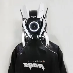 Round Light Wing Braid Boy Helmet Cosplay Mask  Mascaras Triangle Light Festival LED Light Techno Sense Cyberpunk Mask