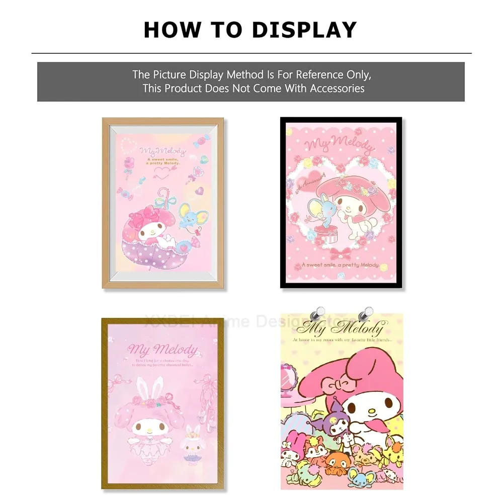 1pc Kawaii My Melody Cartoon Cute Poster Bedroom Bedside Living Room Cafe Wall Sticker Home Decor High Quality Printed Matter