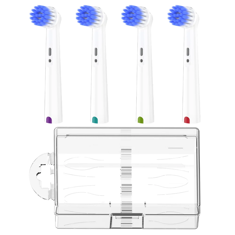 Caixa de Armazenamento para Cabeçotes de Escova de Dentes e Conjunto de Cabeçotes de Escova Macios para Viagem e Uso Doméstico, Compatível com Escova de Dentes Elétrica Oral B