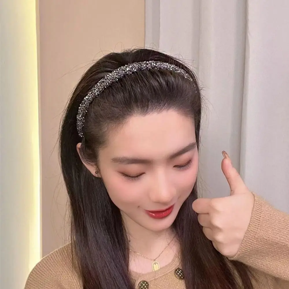 Vintage Plastic Rhinestone Headband Make Up with Toothed Hairband Face Wash Korean Style Diamond Hair Hoop Non-slip