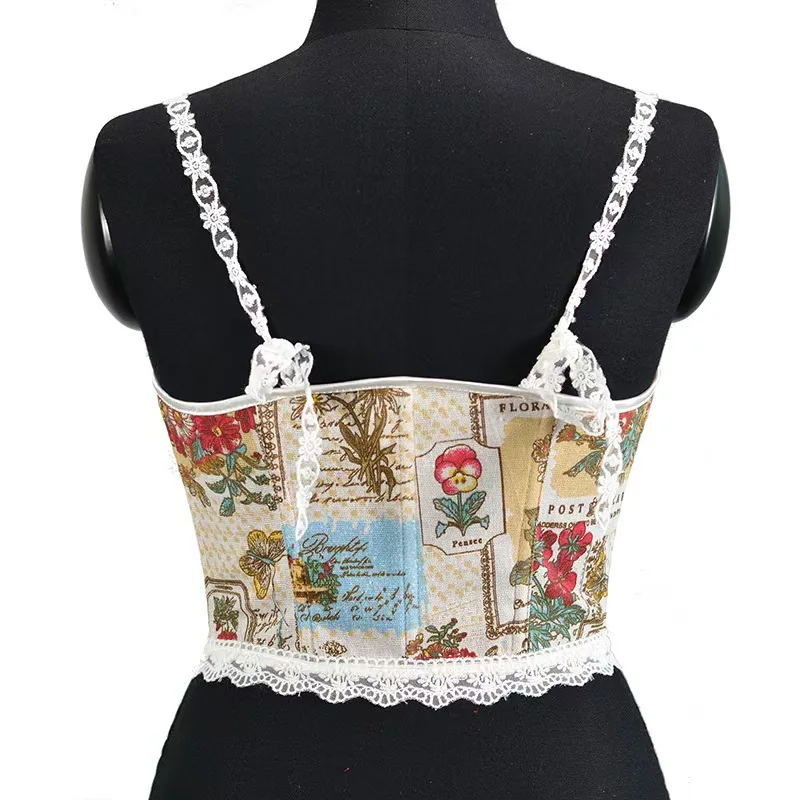 French front lace fishbone corset short vest, retro women's high-end elegant fishbone corset