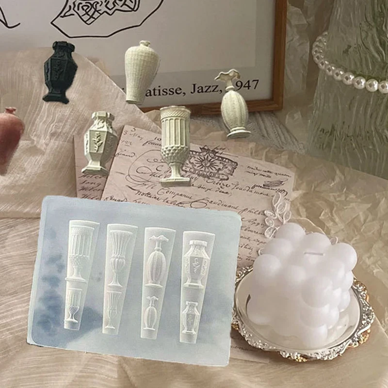 ミニキャンドル燭台花瓶シリコーンネイルモールドネイルスタンピング装飾爪 DIY デザインマニキュアアートツール