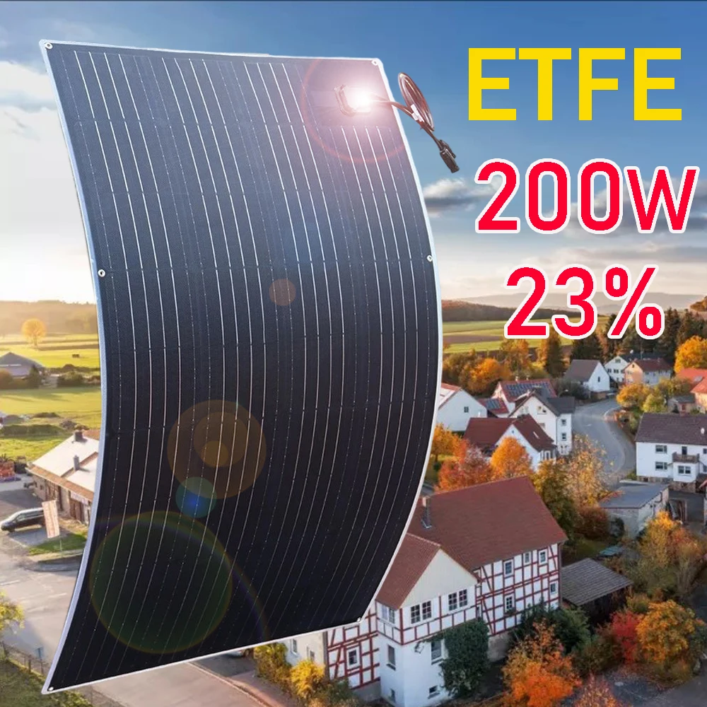 12 فولت لوحة طاقة شمسية ETFE PET 200 واط 150 واط 120 واط 100 واط 95 واط لوحة كهروضوئية مرنة 12 فولت شاحن بطارية العربة RV قارب سقف المنزل السفر #1