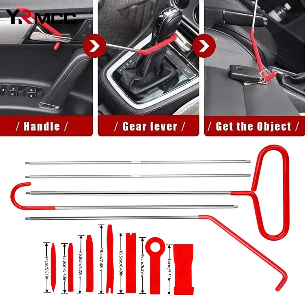 Car Door Window Opening Kit Hand Tools Wedge Air Pump Locksmith Kit Car Emergency Open Tools Unlock Long Reach Grabber Tool Set